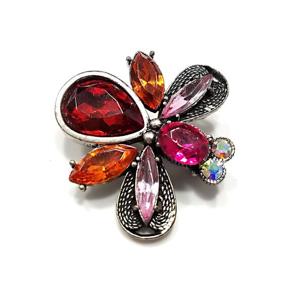 Signed “Love Bug” Vintage Rhinestone Insect Brooch – Pink & Orange - Picture 9 of 10